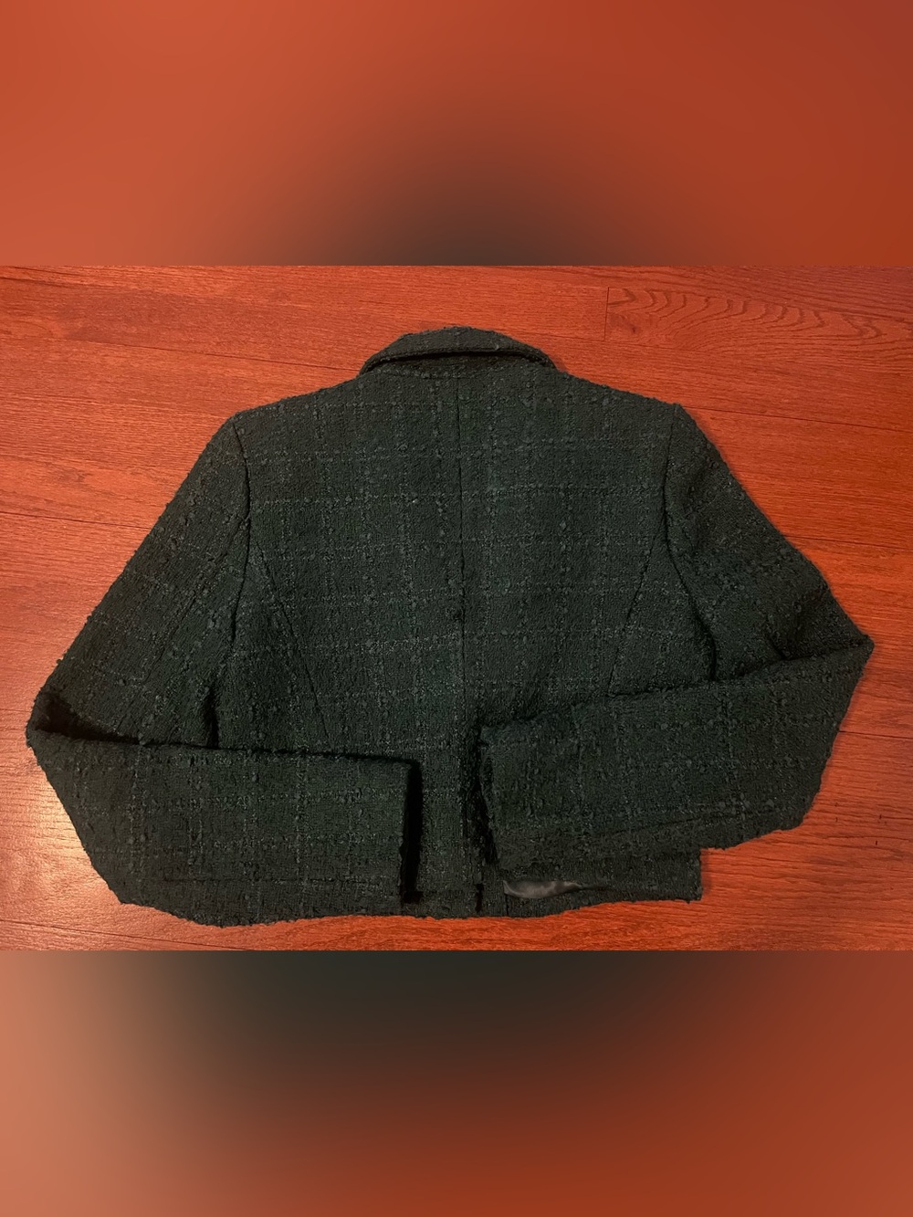 Abercrombie & Fitch Forest Green Tweed Cropped Blazer - Picture 5 of 7